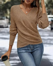 Elegant Women's Casual Knit Sweater, Long Sleeve Warm Pullover for Spring & Fall, Korean Style Holiday Fashion Top
