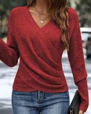 Elegant Women's Casual Knit Sweater, Long Sleeve Warm Pullover for Spring & Fall, Korean Style Holiday Fashion Top