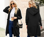 Women’s Long Zip Hoodie – Cozy Casual Tunic Jacket with Pockets